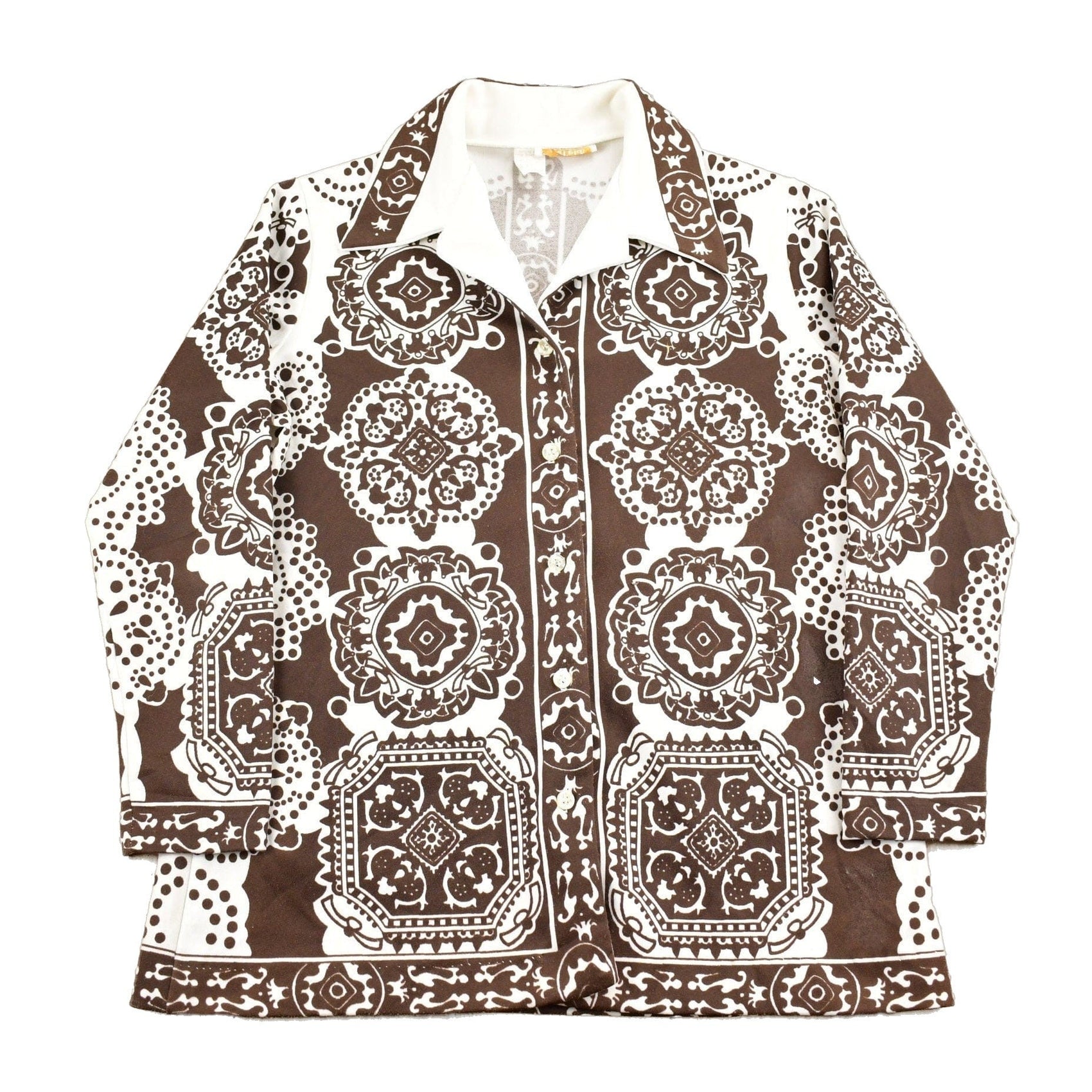 Proper Vintage Clothing > Men's Clothing > Shirts & Tees > Oxfords & Button Downs Vintage 1970s Mosaic Graphic Button Up Shirt / 70s Button Up / Vintage All Over Print / Casual Shirt / True Vintage / Disco Style