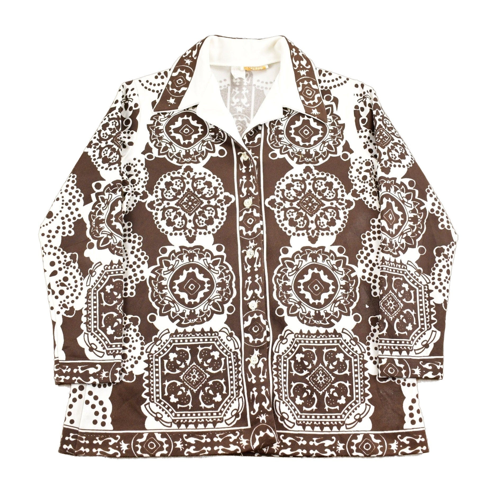 Proper Vintage Clothing > Men's Clothing > Shirts & Tees > Oxfords & Button Downs Vintage 1970s Mosaic Graphic Button Up Shirt / 70s Button Up / Vintage All Over Print / Casual Shirt / True Vintage / Disco Style