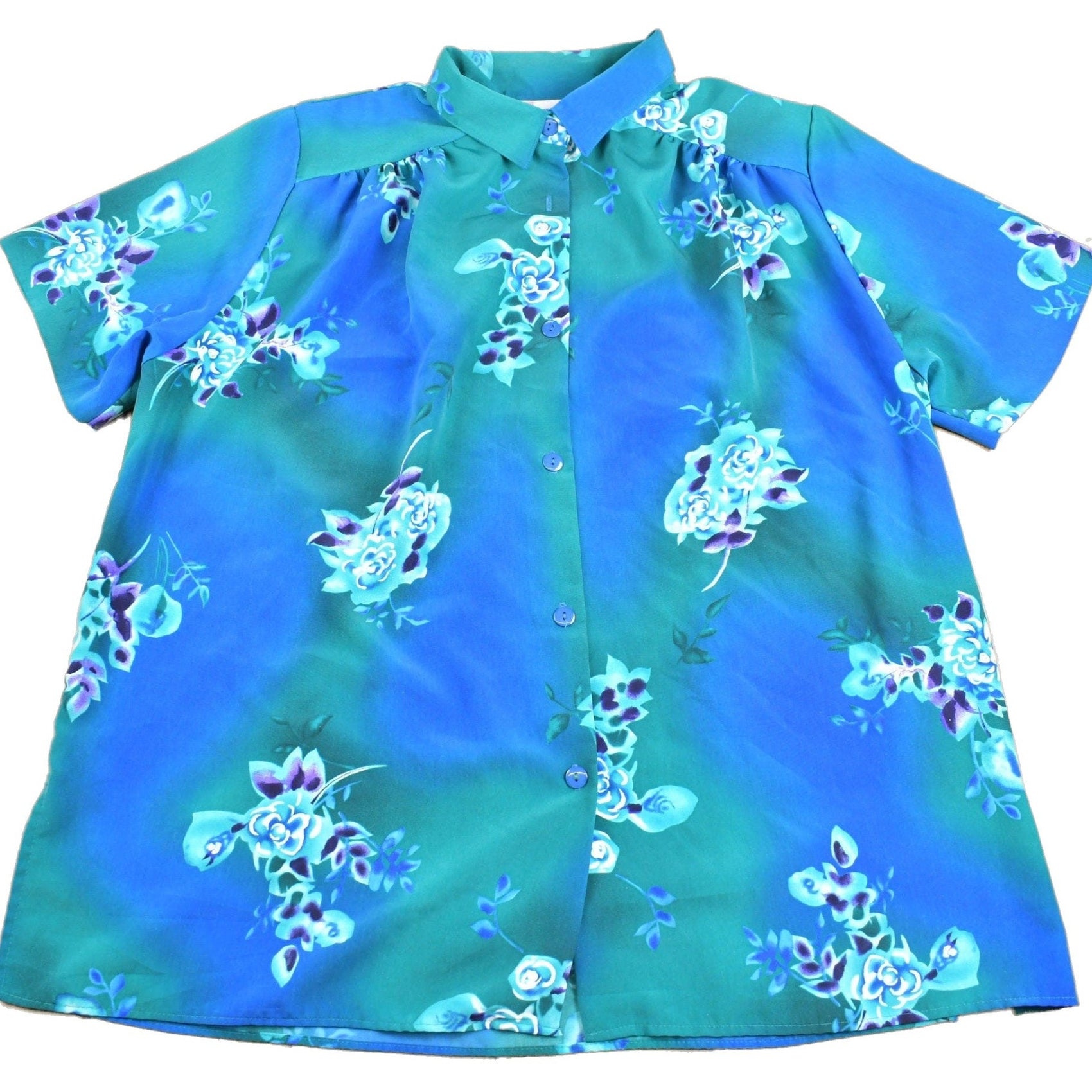 Proper Vintage Clothing > Men's Clothing > Shirts & Tees > Oxfords & Button Downs Vintage 1980s A Personal Touch Button Up Shirt / Short Sleeve / Made in USA / Abstract Floral Pattern / Casual Shirt / Summer Shirt