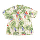 Proper Vintage Clothing > Men's Clothing > Shirts & Tees > Oxfords & Button Downs Vintage 1980s All Over Print Hawaiian Button Up Shirt / Camp Collar / Floral Print / Beachwear / Parrots / Resort Wear / All Over Print