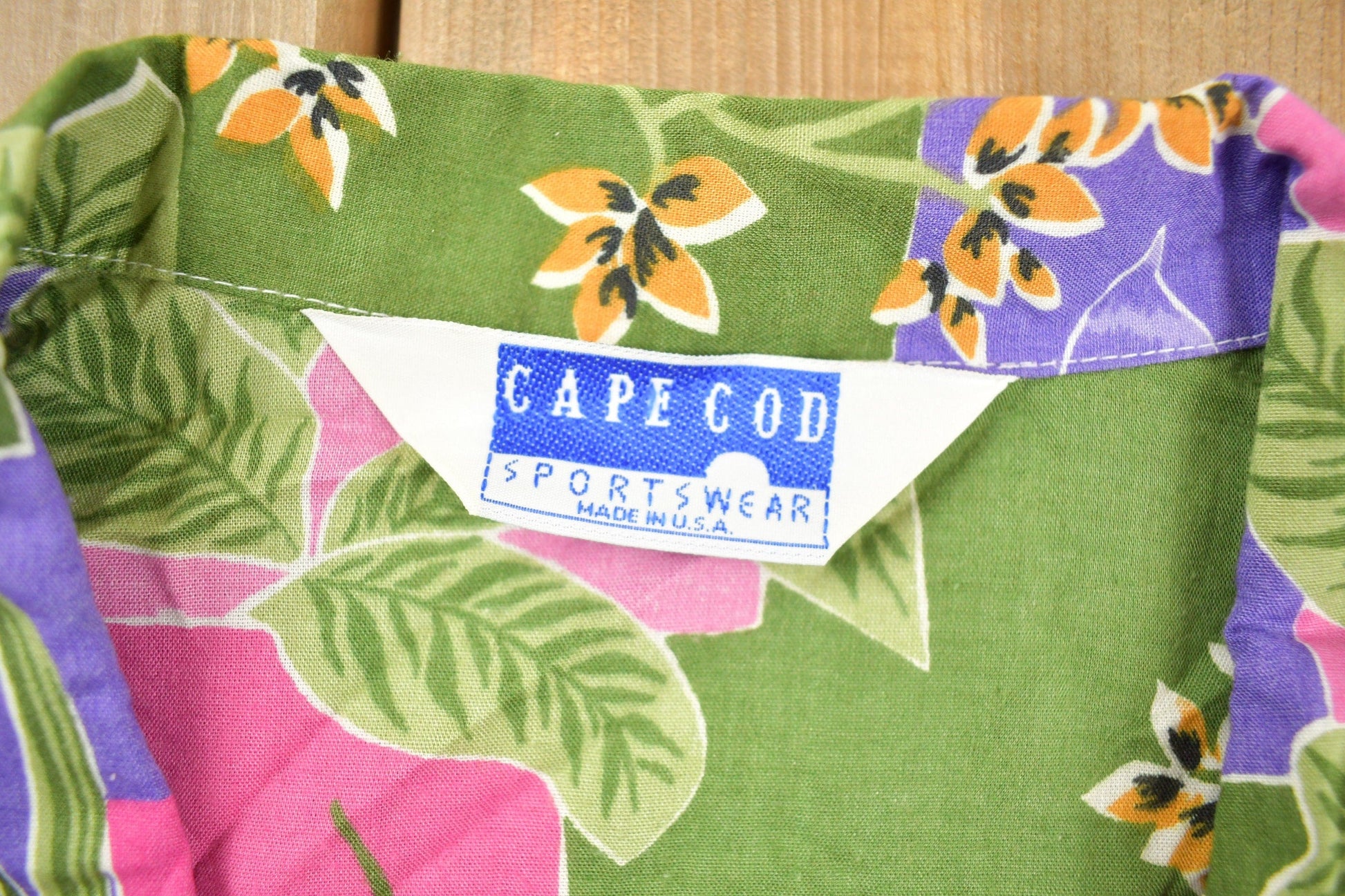 Proper Vintage Clothing > Men's Clothing > Shirts & Tees > Oxfords & Button Downs Vintage 1980s Cape Cod Sportswear Abstract Floral Button Up Shirt / Floral Print / Beachwear / Vacation Shirt / Made in USA / All Over Print