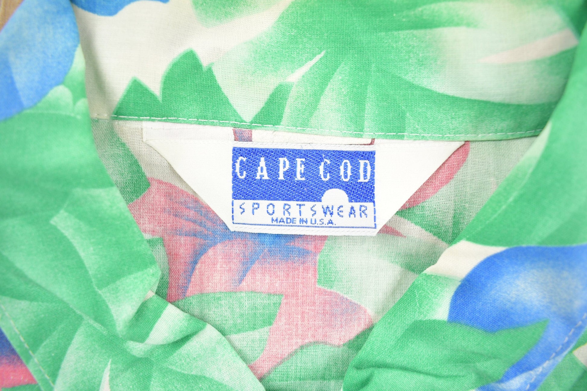 Proper Vintage Clothing > Men's Clothing > Shirts & Tees > Oxfords & Button Downs Vintage 1980s Cape Cod Sportswear Floral Button Up Shirt / Floral Print / Beachwear / Vacation Shirt / Made in USA / All Over Print