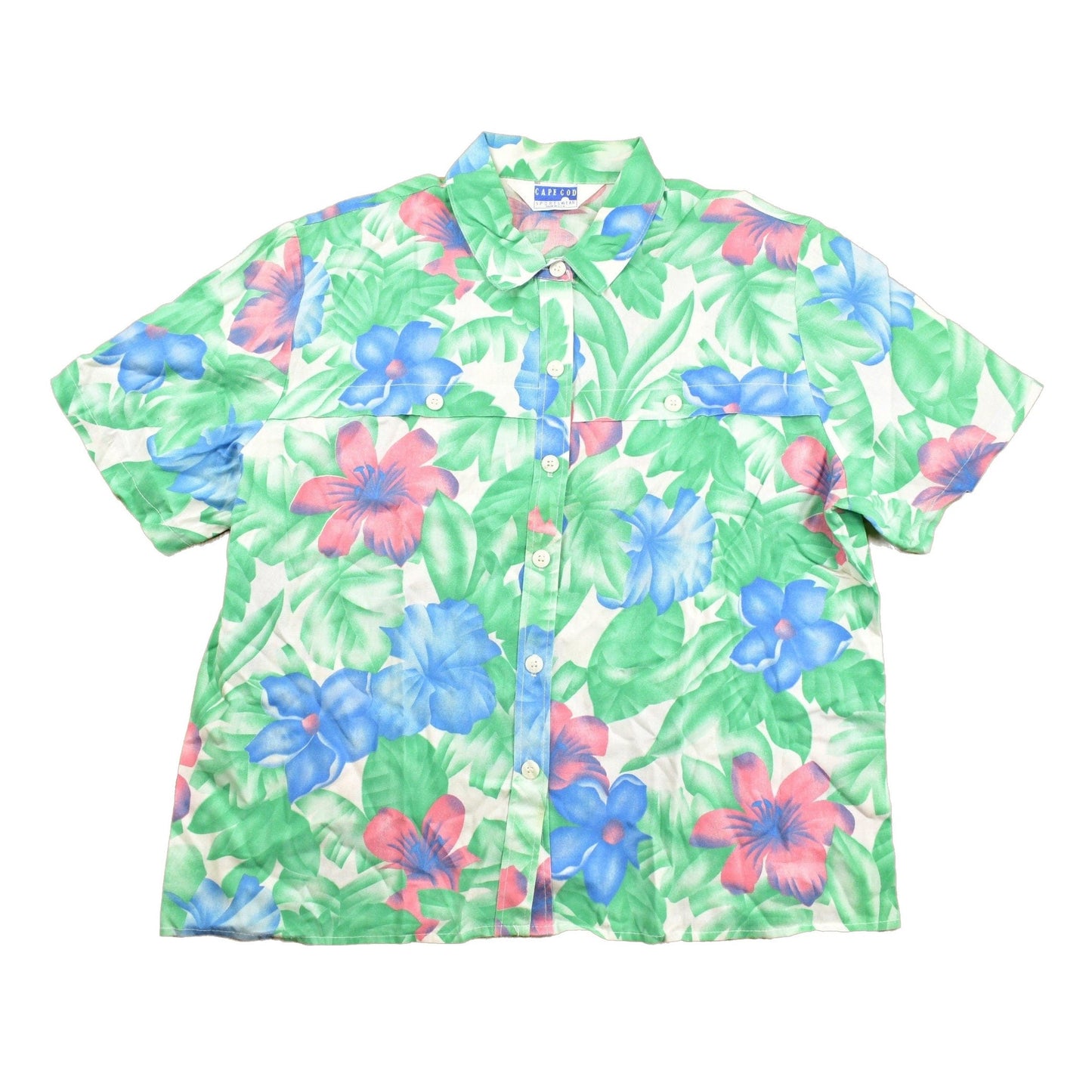 Proper Vintage Clothing > Men's Clothing > Shirts & Tees > Oxfords & Button Downs Vintage 1980s Cape Cod Sportswear Floral Button Up Shirt / Floral Print / Beachwear / Vacation Shirt / Made in USA / All Over Print