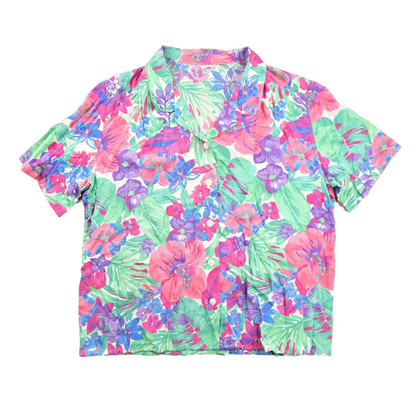 Proper Vintage Clothing > Men's Clothing > Shirts & Tees > Oxfords & Button Downs Vintage 1980s Floral Button Up Shirt / Women's Vintage / Casual Shirt / All Over Print