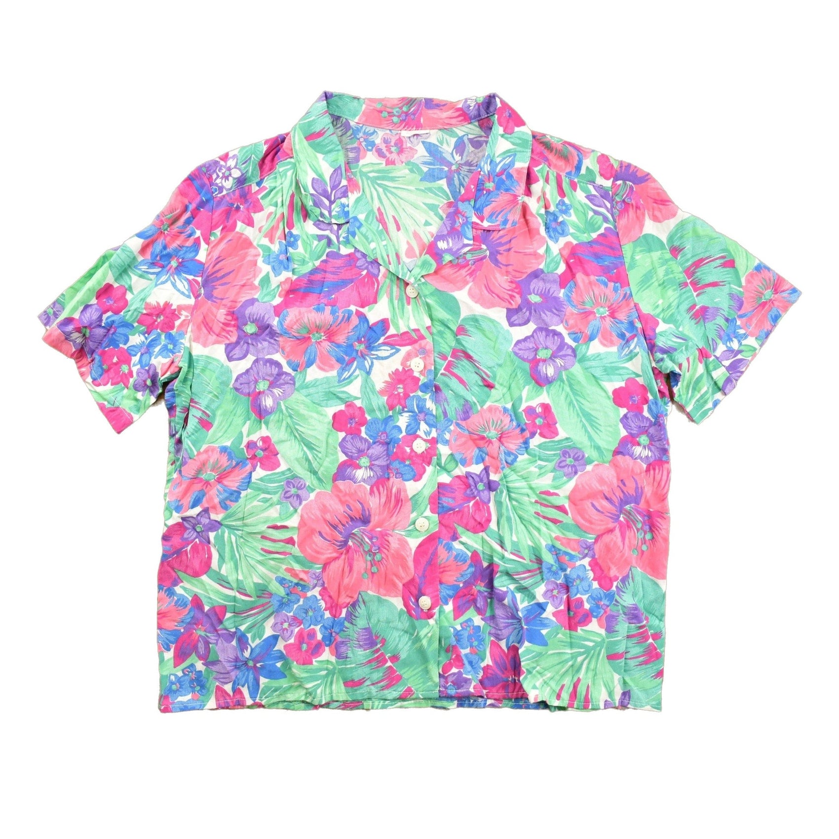 Proper Vintage Clothing > Men's Clothing > Shirts & Tees > Oxfords & Button Downs Vintage 1980s Floral Button Up Shirt / Women's Vintage / Casual Shirt / All Over Print