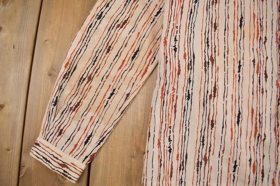 Proper Vintage Clothing > Men's Clothing > Shirts & Tees > Oxfords & Button Downs Vintage 1980s Ruffle Collar Button Up Shirt / 1980s Button Up / Ruffle Button Up / Abstract Pattern Shirt / Made in USA