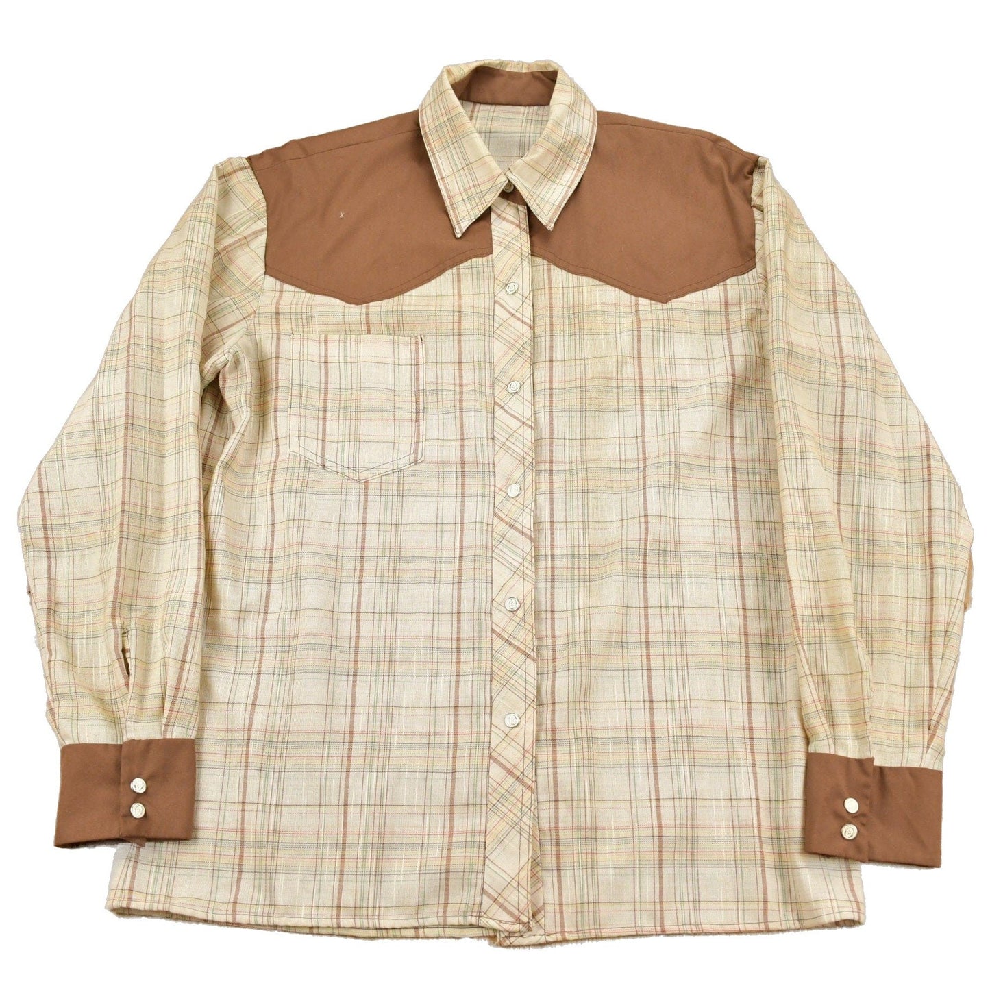 Proper Vintage Clothing > Men's Clothing > Shirts & Tees > Oxfords & Button Downs Vintage 1980s Western Style Plaid Button Up Shirt / Rodeo Shirt / Cowboy Shirt / Made In USA / Flannel Shirt / Snap Button