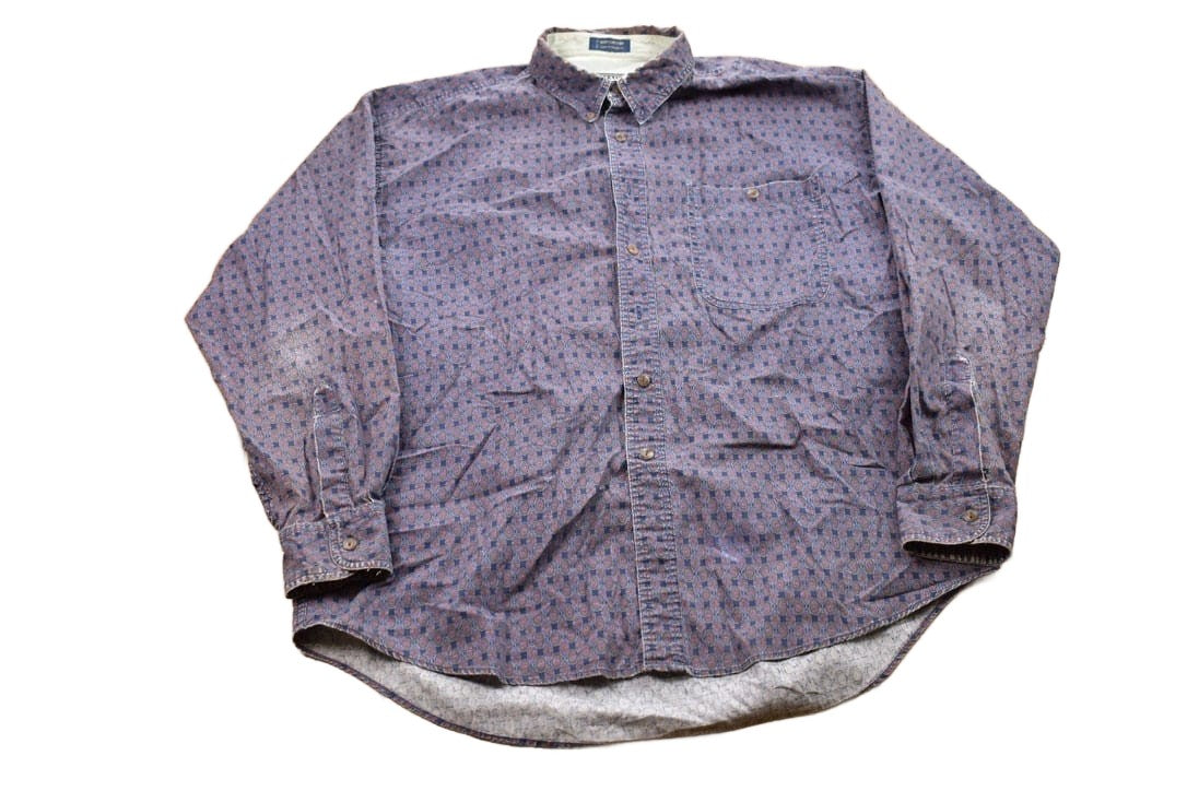 Proper Vintage Clothing > Men's Clothing > Shirts & Tees > Oxfords & Button Downs Vintage 1990s Chaps Ralph Lauren Patterned Button Up Shirt / 1990s Button Up / Vintage Ralph Lauren / Chaps Button Up / Vintage Chaps