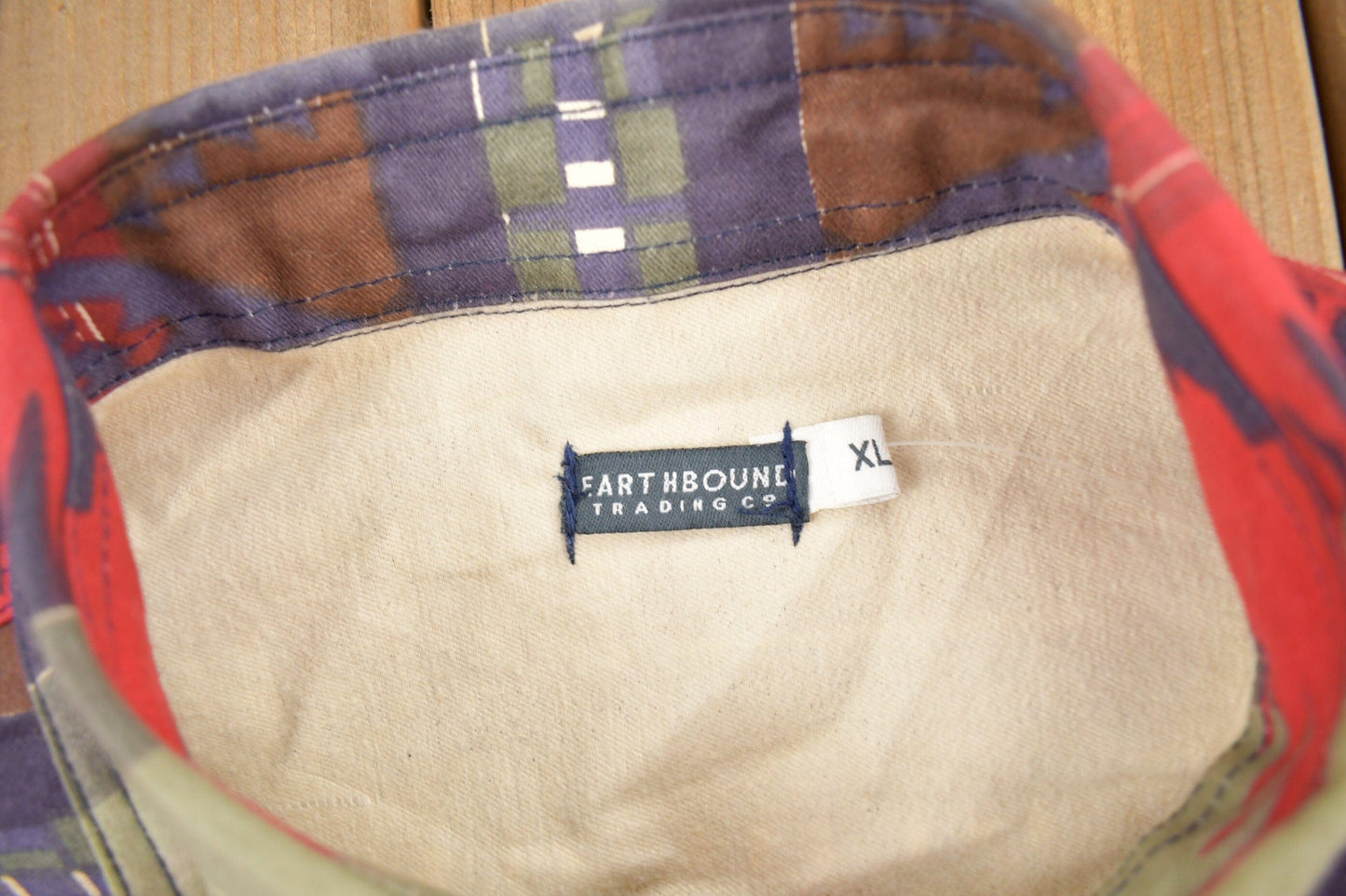 Proper Vintage Clothing > Men's Clothing > Shirts & Tees > Oxfords & Button Downs Vintage 1990s Earthbound Trading Co Aztec Pattern Button Up Shirt Heavy Weight / Vintage Cowboy Shirt / Rodeo Shirt / South Western