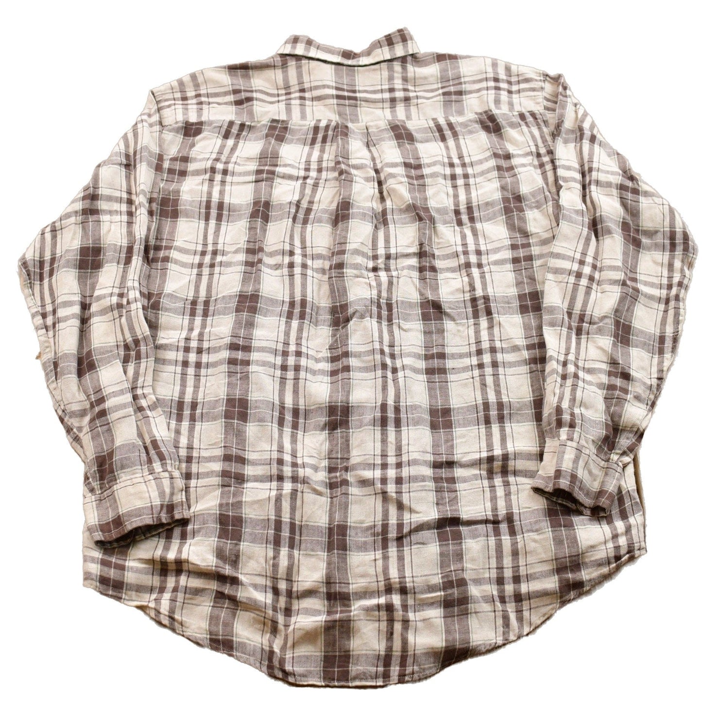 Proper Vintage Clothing > Men's Clothing > Shirts & Tees > Oxfords & Button Downs Vintage 1990s J Crew Plaid Linen Button Up Shirt / 1990s Button Up / Vintage Flannel / Plaid Shirt / Button Down / Linen Button Up