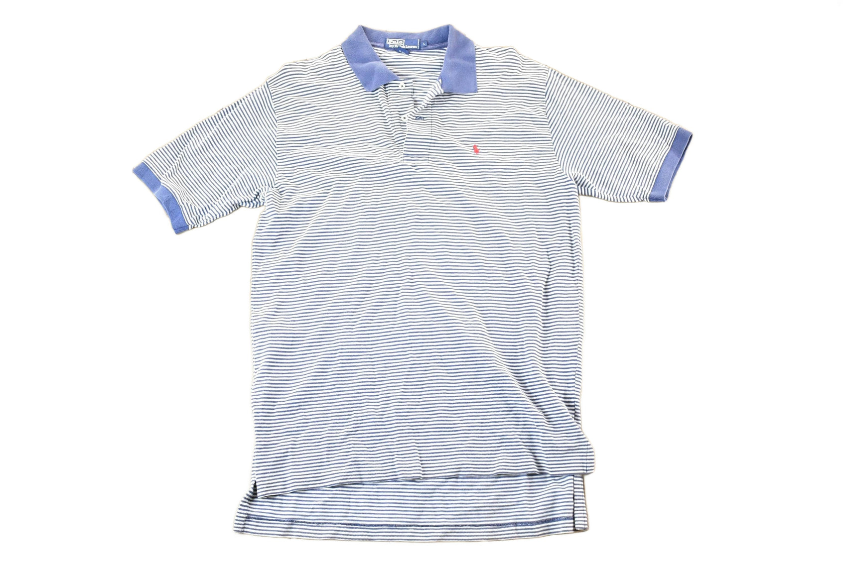 Proper Vintage Clothing > Men's Clothing > Shirts & Tees > Oxfords & Button Downs Vintage 1990s Polo By Ralph Lauren Striped Yacht Quarter Button Up Shirt Mens L / Vintage Button Up / Preppy Button Up / Vintage Dress Shirt