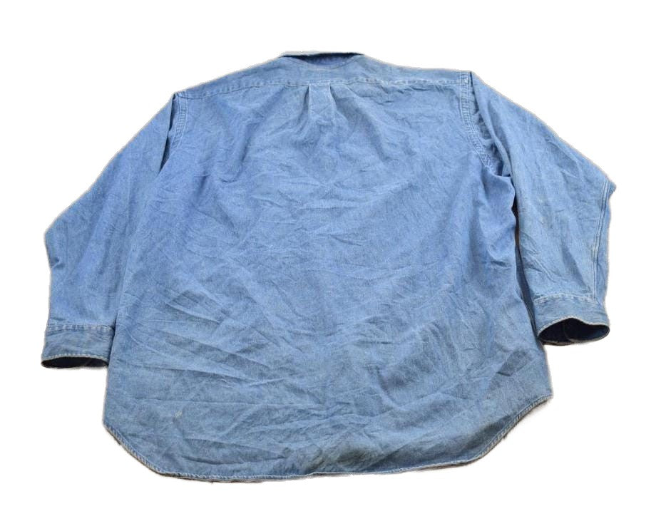 Proper Vintage Clothing > Men's Clothing > Shirts & Tees > Oxfords & Button Downs Vintage 1990s Polo Ralph Lauren Small Pony Denim Button Up Shirt / 1990s Polo Button Up / Vintage Flannel / Workwear / Jean Polo Shirt