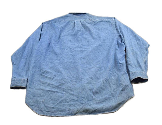 Proper Vintage Clothing > Men's Clothing > Shirts & Tees > Oxfords & Button Downs Vintage 1990s Polo Ralph Lauren Small Pony Denim Button Up Shirt / 1990s Polo Button Up / Vintage Flannel / Workwear / Jean Polo Shirt