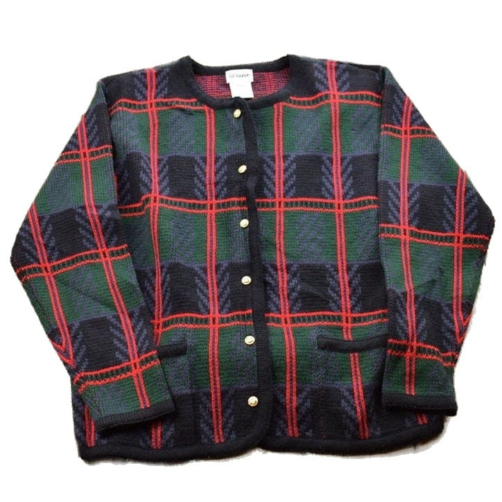 Proper Vintage Clothing > Men's Clothing > Shirts & Tees > Oxfords & Button Downs Vintage Liz Baker Plaid Button Up Board Shirt / 100% Acrylic / Loop Button / Outdoor / Casual Wear / Vintage Blazer / Flannel / Liz Baker