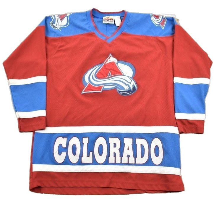 Proper Vintage Clothing > Men's Clothing > Sports & Fitness Vintage 1990s Colorado Avalanche NHL Youth Size Hockey Jersey / Sportswear / Embroidered / Sportswear / 90s Avalanche Jersey