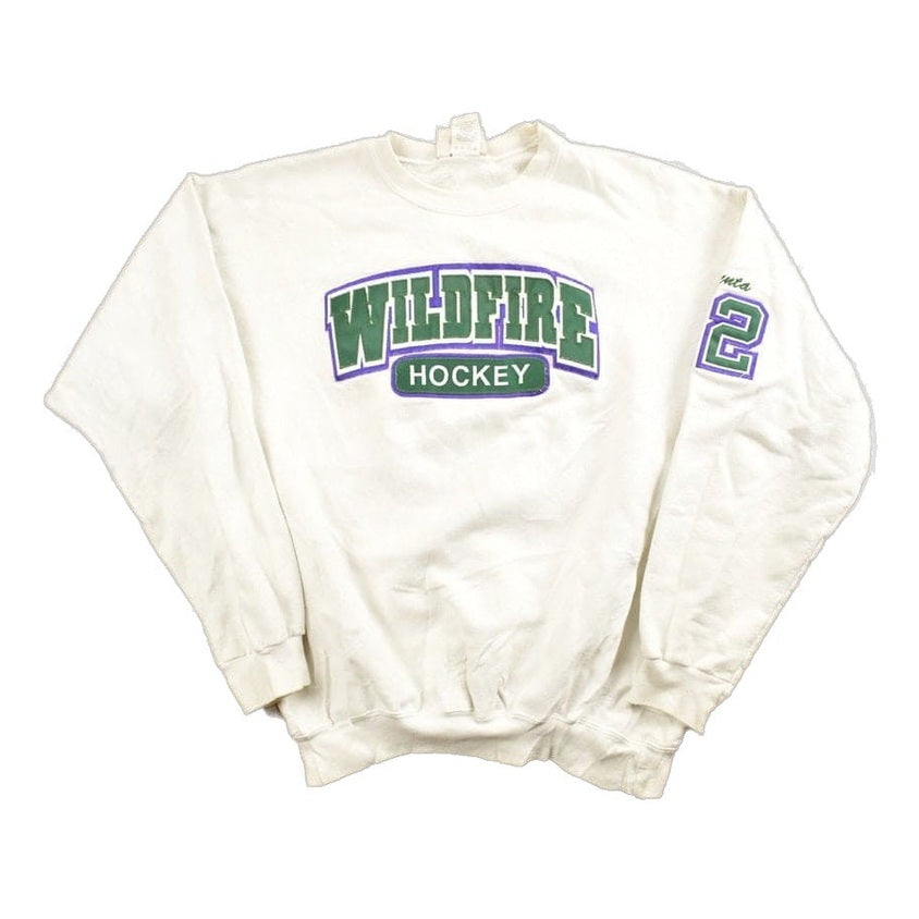 Proper Vintage Clothing > Men's Clothing > Sports & Fitness Vintage 1990s NHL Wildfire Valenta 22 Hockey Crewneck / Sportswear / Embroidered / Athleisure / Made In Canada / Streetwear / Hanes Sweater