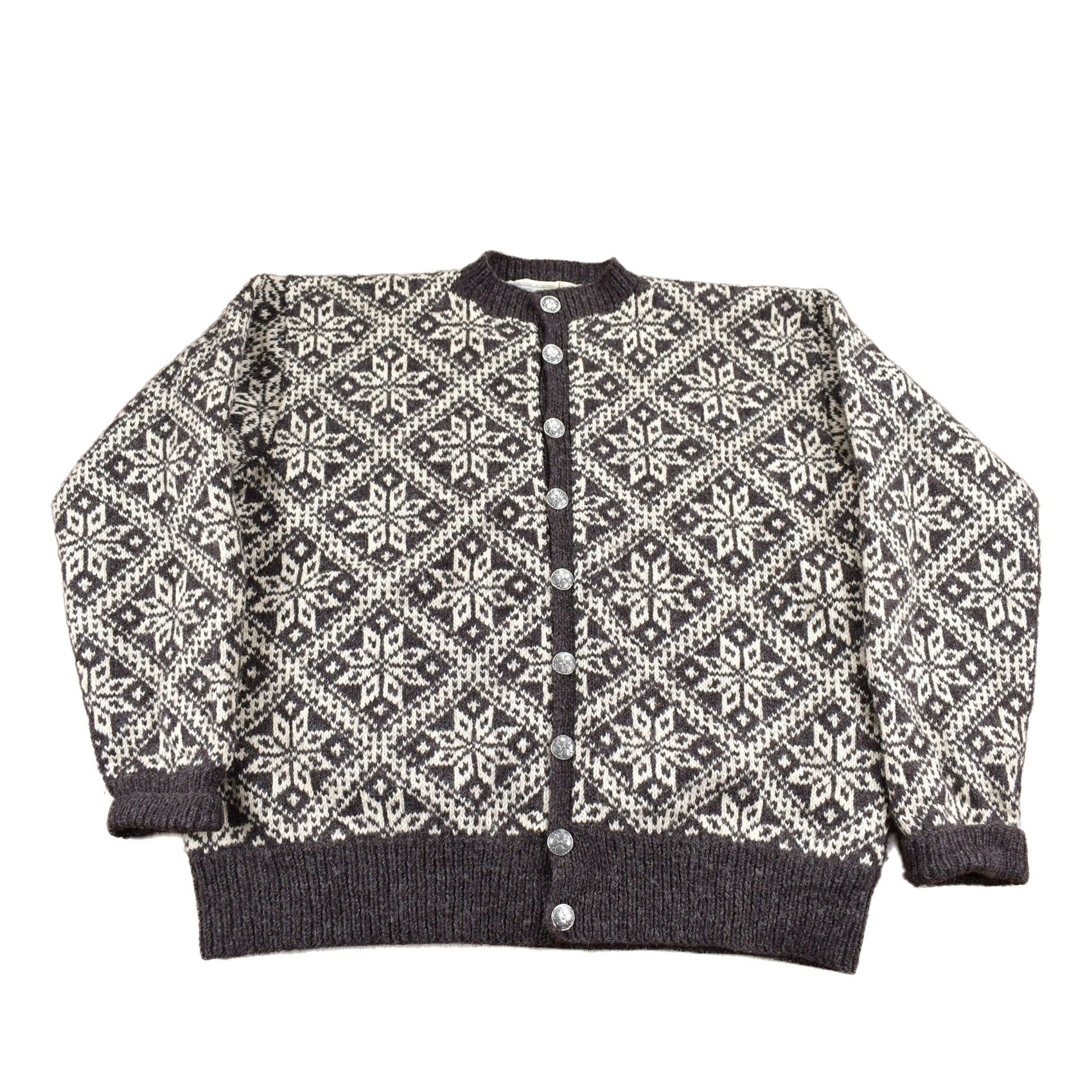 Proper Vintage Clothing > Men's Clothing > Sweaters > Cardigans Vintage 1980s 100% Wool Winter Theme Knit Sweater / Vintage 80s Cardigan / Hand Knit In Noway