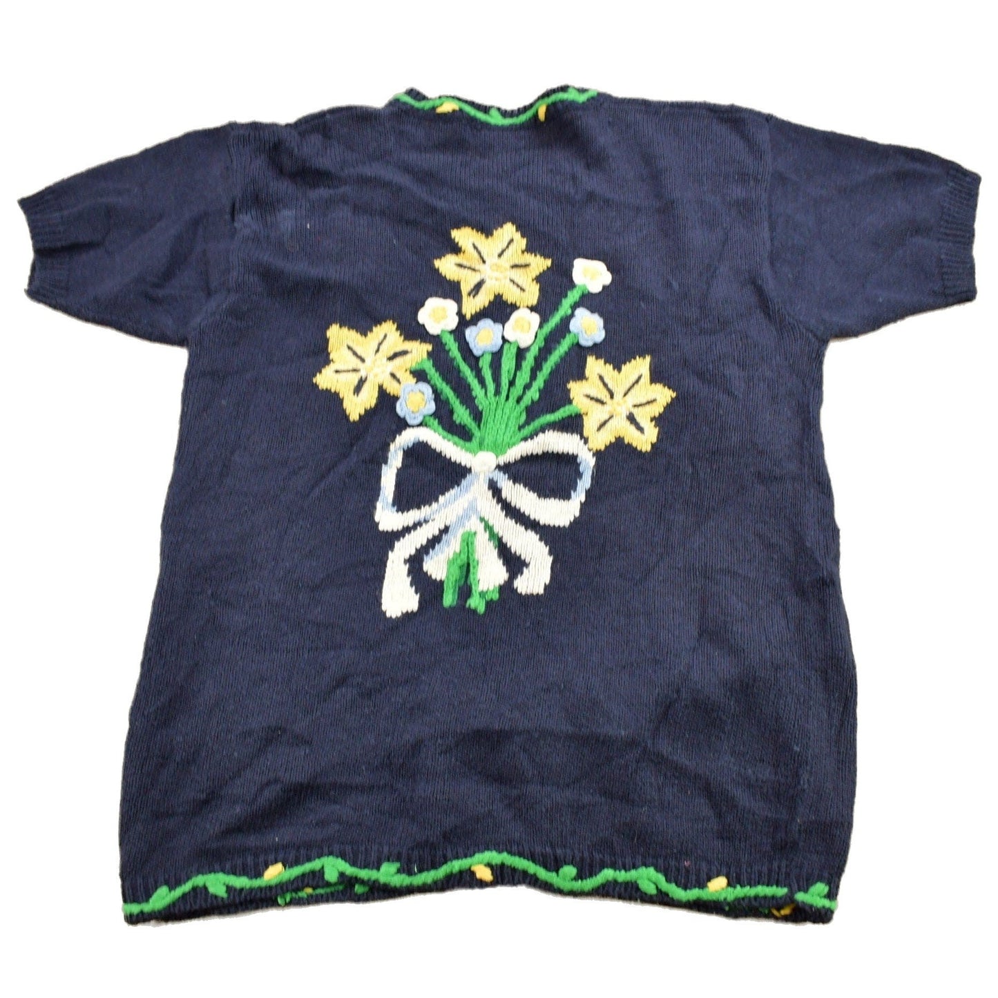 Proper Vintage Clothing > Women's Clothing > Hoodies & Sweatshirts > Sweatshirts Vintage 1990s Eagles Eye Floral Theme Embroidered Knit Cardigan Sweater / Fall Sweater / Patchwork