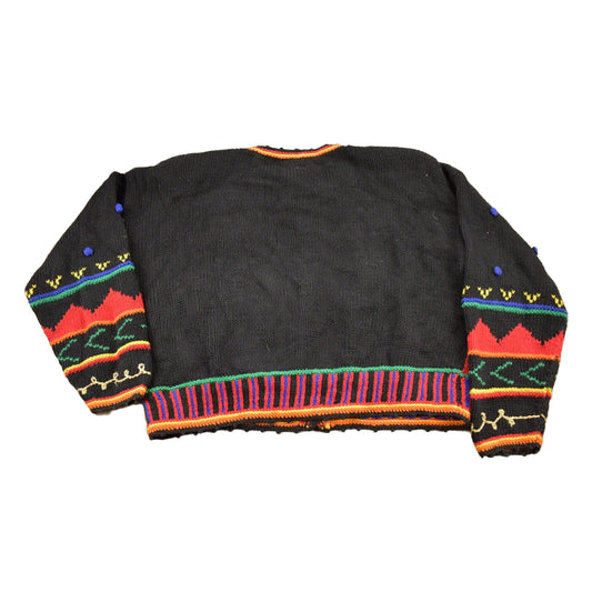 Proper Vintage Clothing > Women's Clothing > Hoodies & Sweatshirts > Sweatshirts Vintage 1990s Gantos Button Up Knit Sweater / Vintage Cardigan / Pattern Sweater / Abstract Sweater