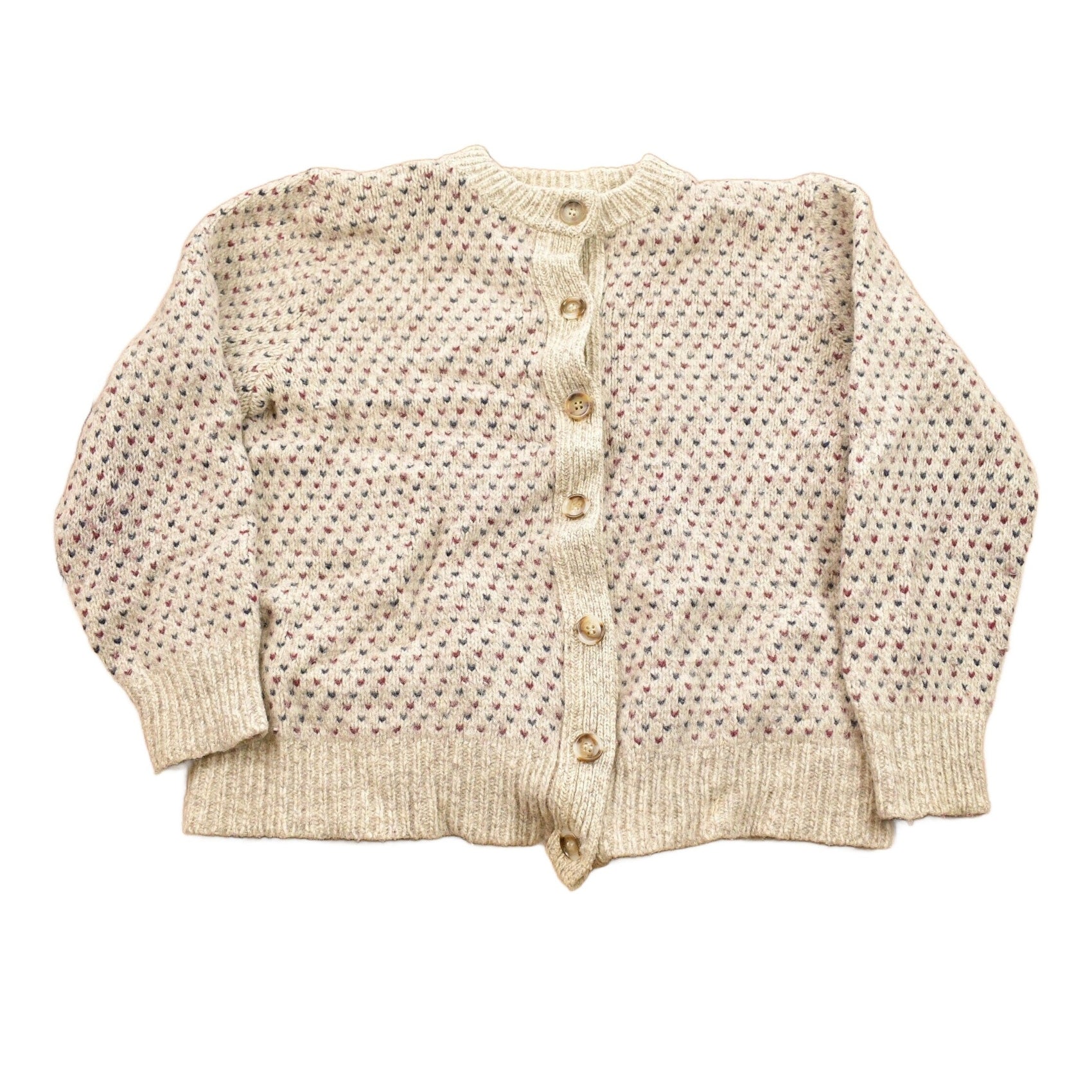 Proper Vintage Clothing > Women's Clothing > Sweaters > Cardigans Vintage 1980s Heart Theme Knitted Cardigan Sweater / Vintage Cardigan / Button Up / Blank Cardigan / All Over Pattern