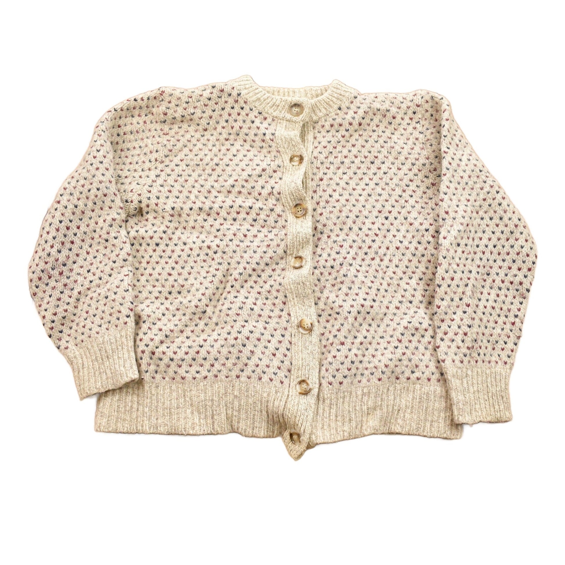 Proper Vintage Clothing > Women's Clothing > Sweaters > Cardigans Vintage 1980s Heart Theme Knitted Cardigan Sweater / Vintage Cardigan / Button Up / Blank Cardigan / All Over Pattern