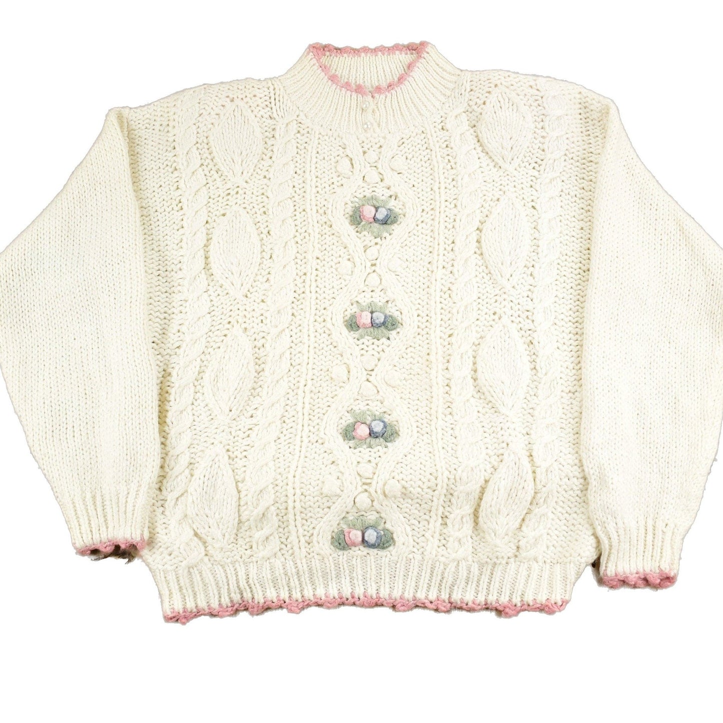 Proper Vintage Clothing > Women's Clothing > Sweaters > Cardigans Vintage 1980s Maggie Lawrence Floral Knitted Sweater / Vintage 80s Pattern Sweater / Cut N Sew