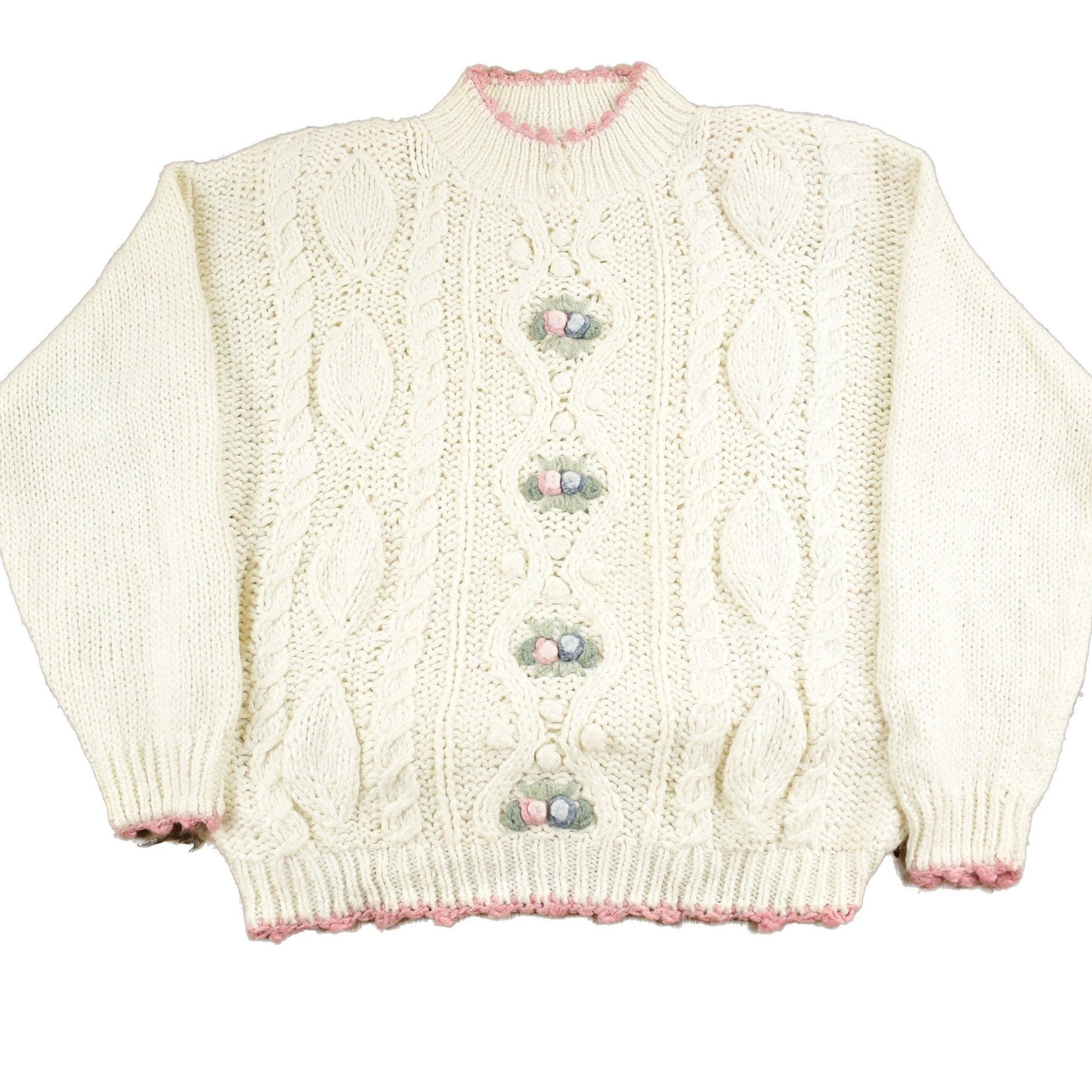 Proper Vintage Clothing > Women's Clothing > Sweaters > Cardigans Vintage 1980s Maggie Lawrence Floral Knitted Sweater / Vintage 80s Pattern Sweater / Cut N Sew