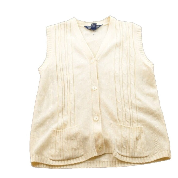 Proper Vintage Clothing > Women's Clothing > Sweaters > Cardigans Vintage 1990s Collectables Cable Knitted Cardigan Sweater Vest / Vintage Cardigan / Button Up / Blank Knit Vest / Vintage Sweater Vest