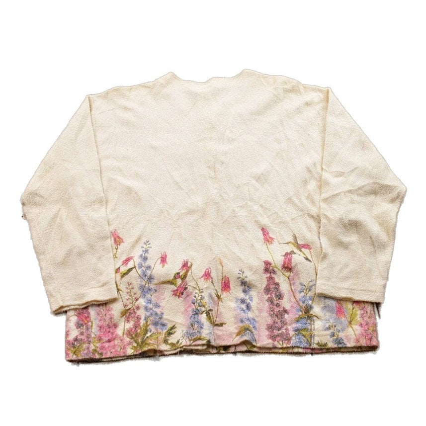 Proper Vintage Clothing > Women's Clothing > Sweaters > Cardigans Vintage 1990s Floral Theme Thermal Button Up Sweater / Vintage Cardigan / Button Up / Abstract Pattern / Button Up Sweater / Floral Theme