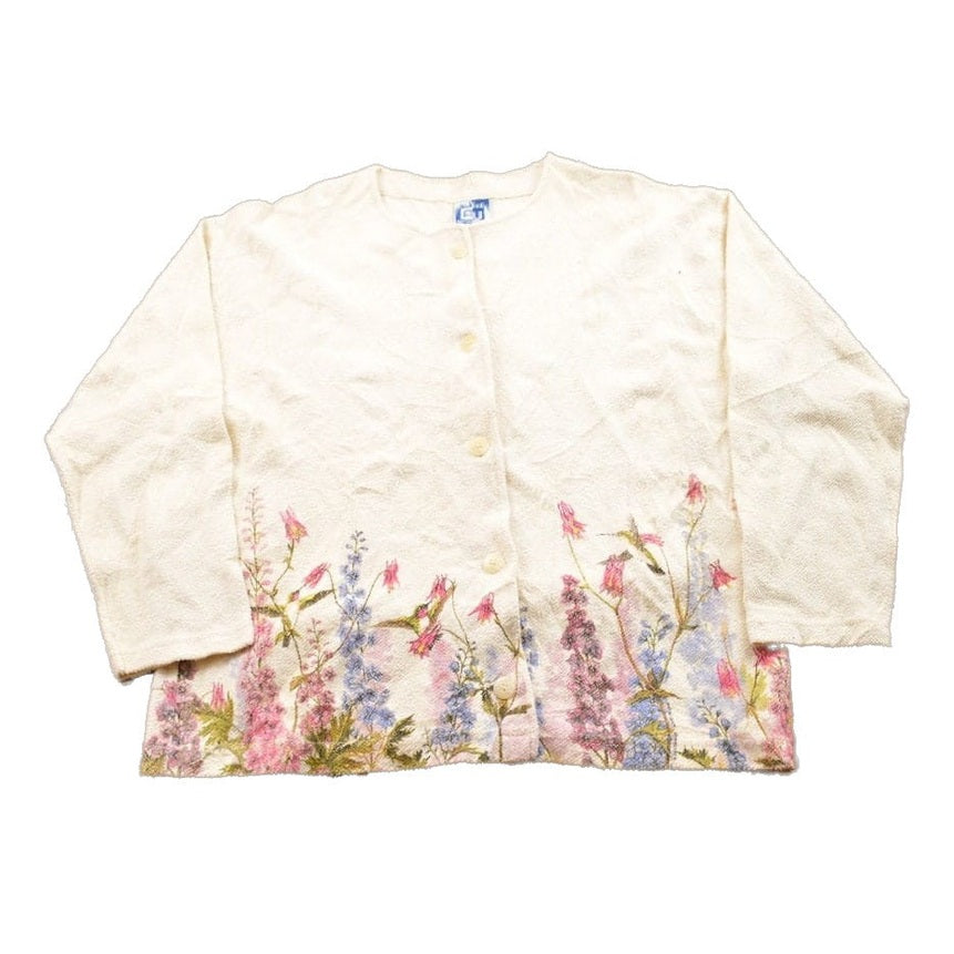 Proper Vintage Clothing > Women's Clothing > Sweaters > Cardigans Vintage 1990s Floral Theme Thermal Button Up Sweater / Vintage Cardigan / Button Up / Abstract Pattern / Button Up Sweater / Floral Theme