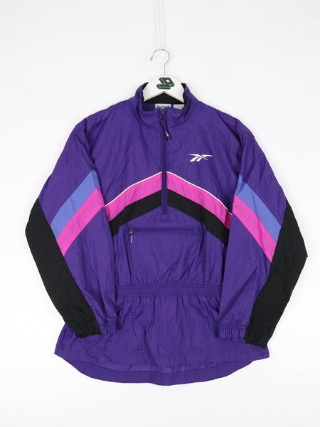 Vintage Reebok Windbreaker Womens Large Purple Jacket Y2K