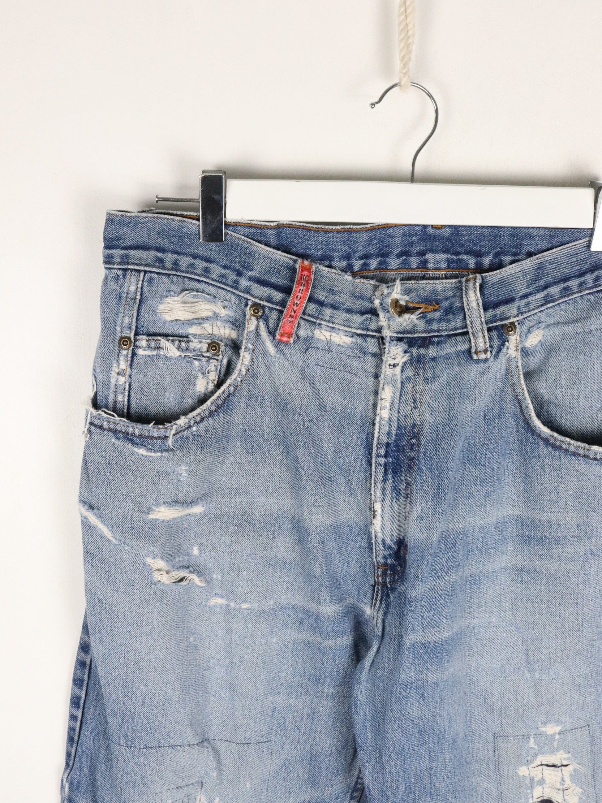 RG Browns Denim Jeans Mens 35 x 28 Blue Distressed