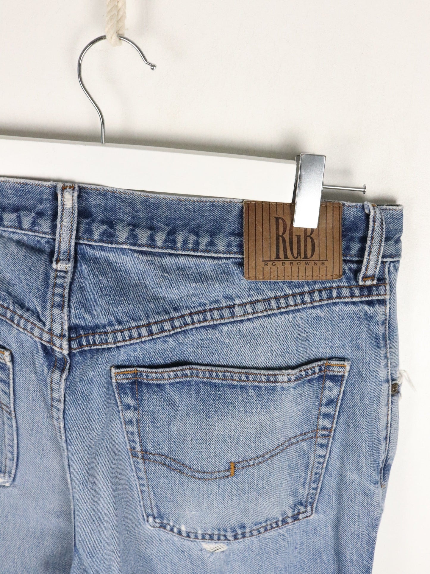 RG Browns Denim Jeans Mens 35 x 28 Blue Distressed