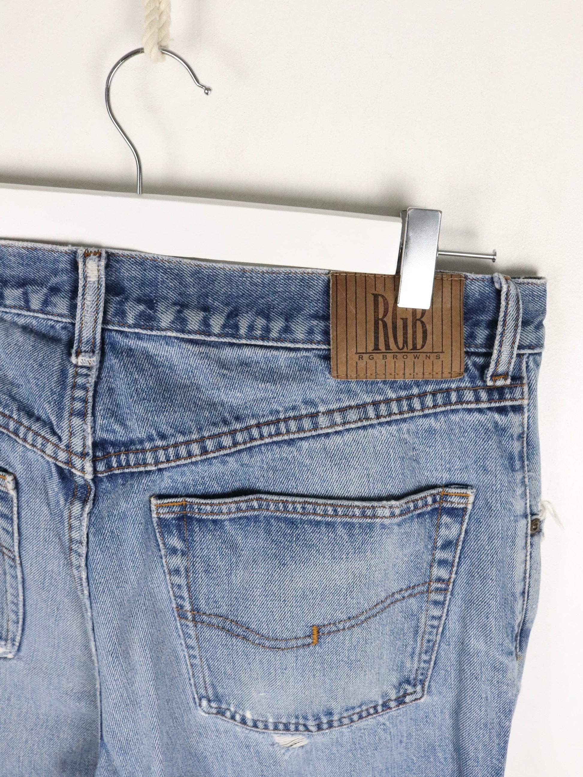 RG Browns Denim Jeans Mens 35 x 28 Blue Distressed