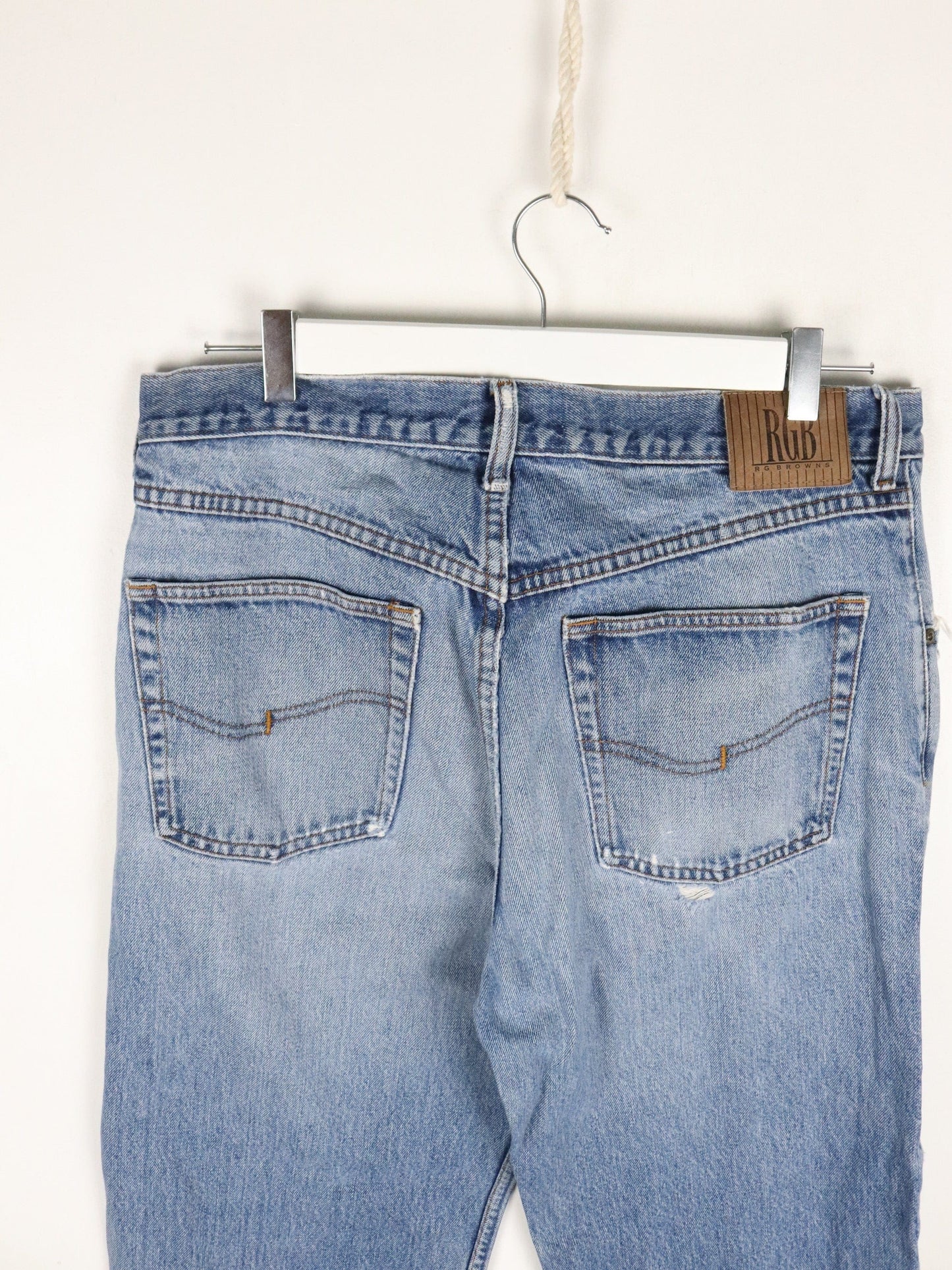 RG Browns Denim Jeans Mens 35 x 28 Blue Distressed