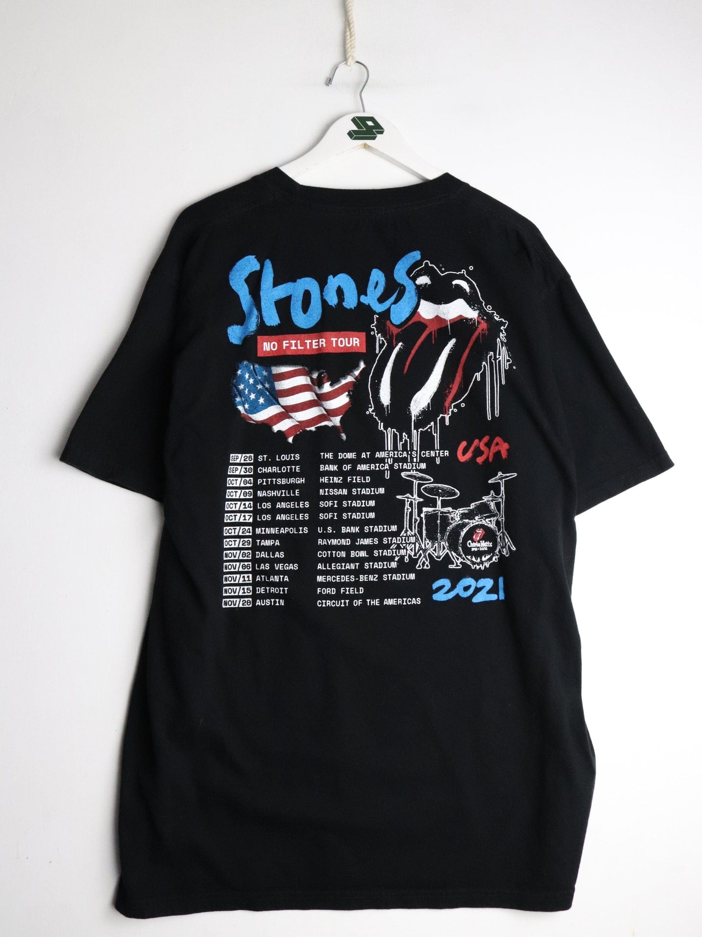 Rolling Stones T Shirt Mens XL Black Tour 2021 from propervintagecanada
