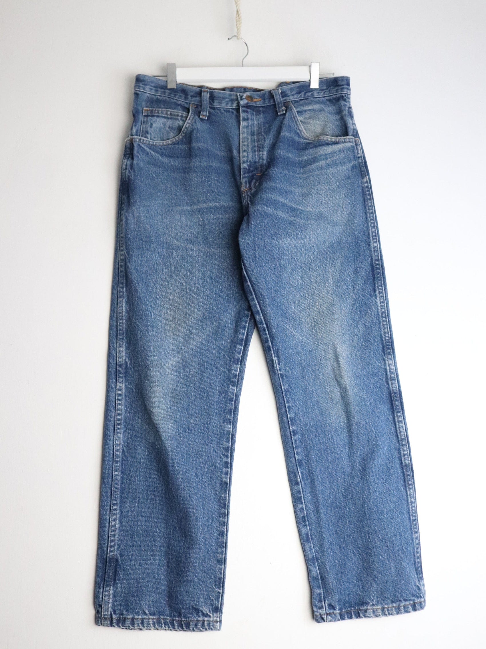 Rustler Pants Mens 34 x 29 Blue Denim Jeans from propervintagecanada