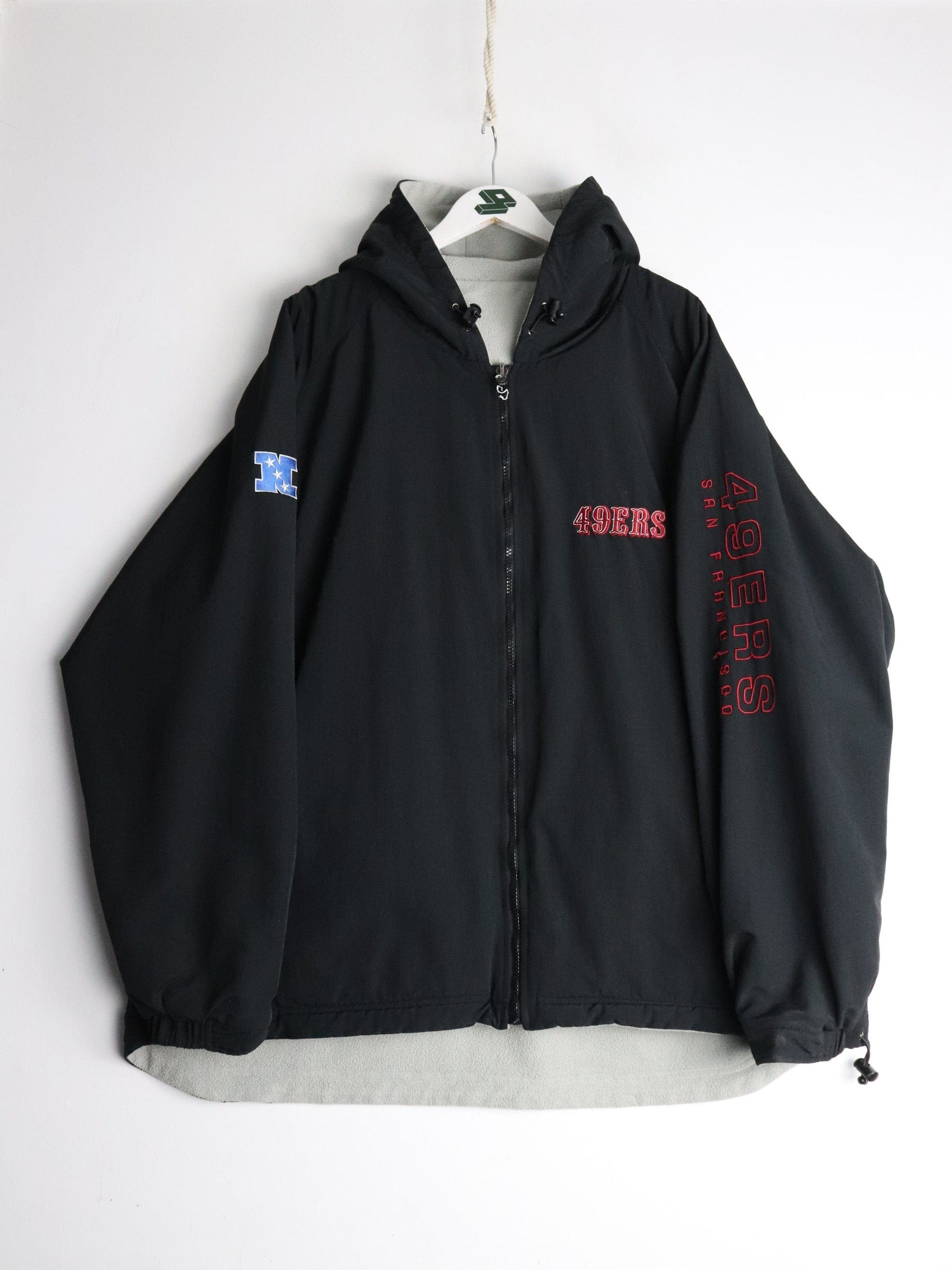 San Francisco 49ers Jacket Mens 2XL Black Fleece Reversible from propervintagecanada