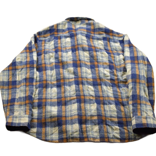 Sears Clothing > Men's Clothing > Shirts & Tees > Oxfords & Button Downs Vintage 1990s Sears Reprocessed Wool Plaid Flannel Button Up Shirt Men's Medium