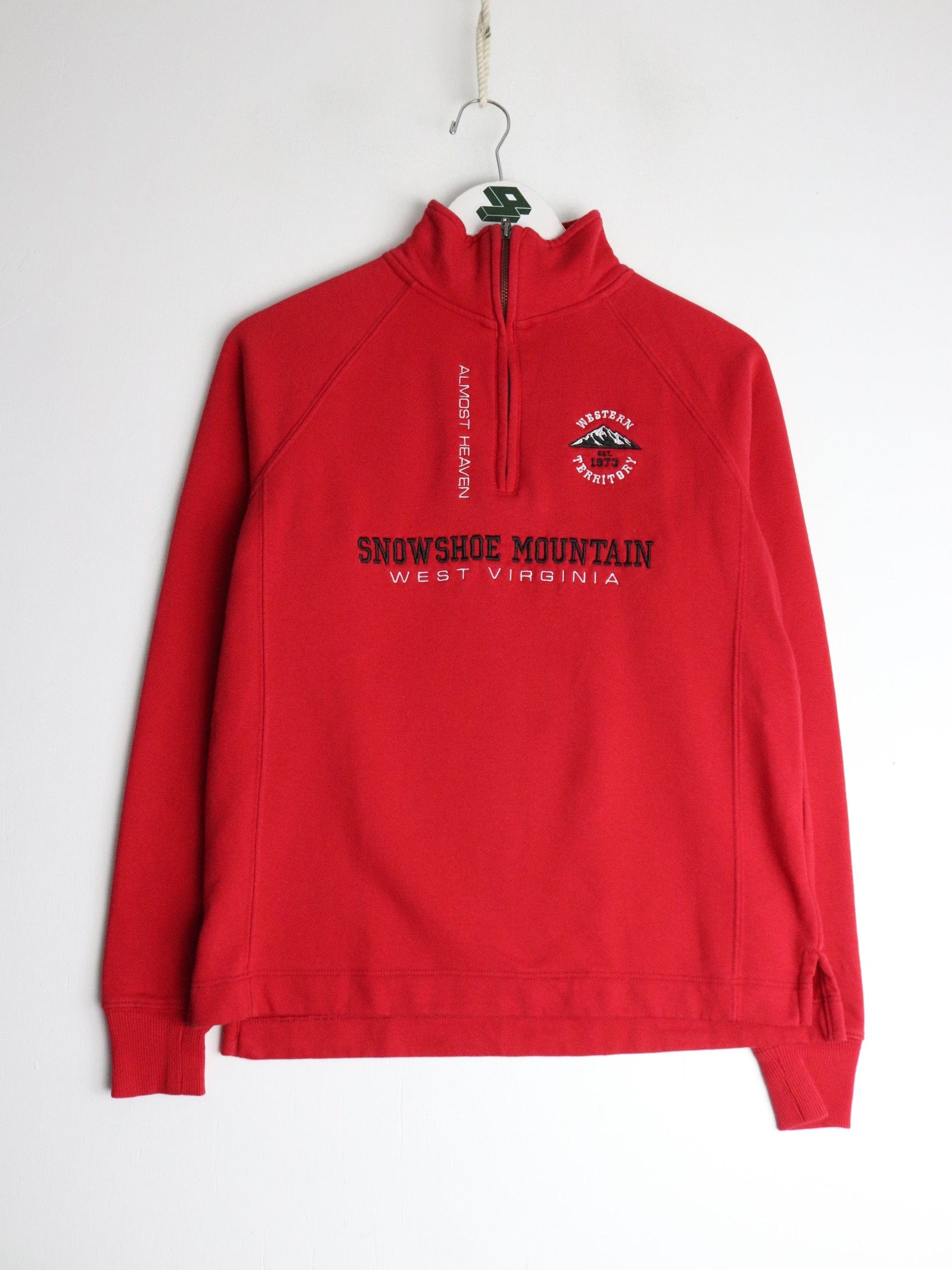 Snowshoe Mountain Sweatshirt Mens Small Red Quarter Zip