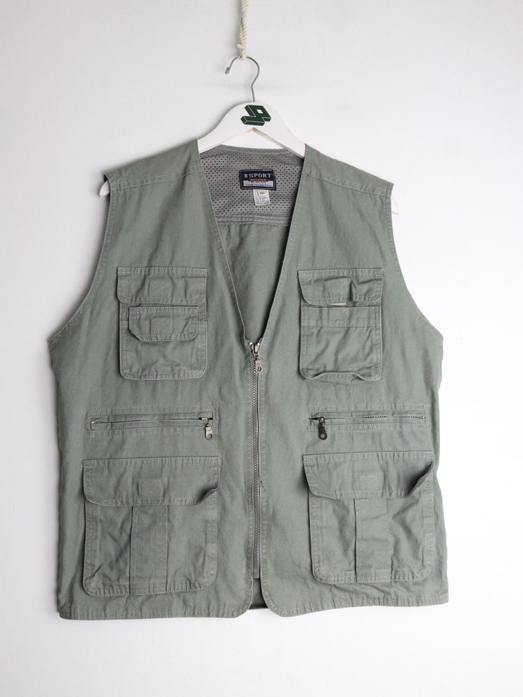 Sport Vest Fits Mens Large Green Fishing Outdoors from propervintagecanada