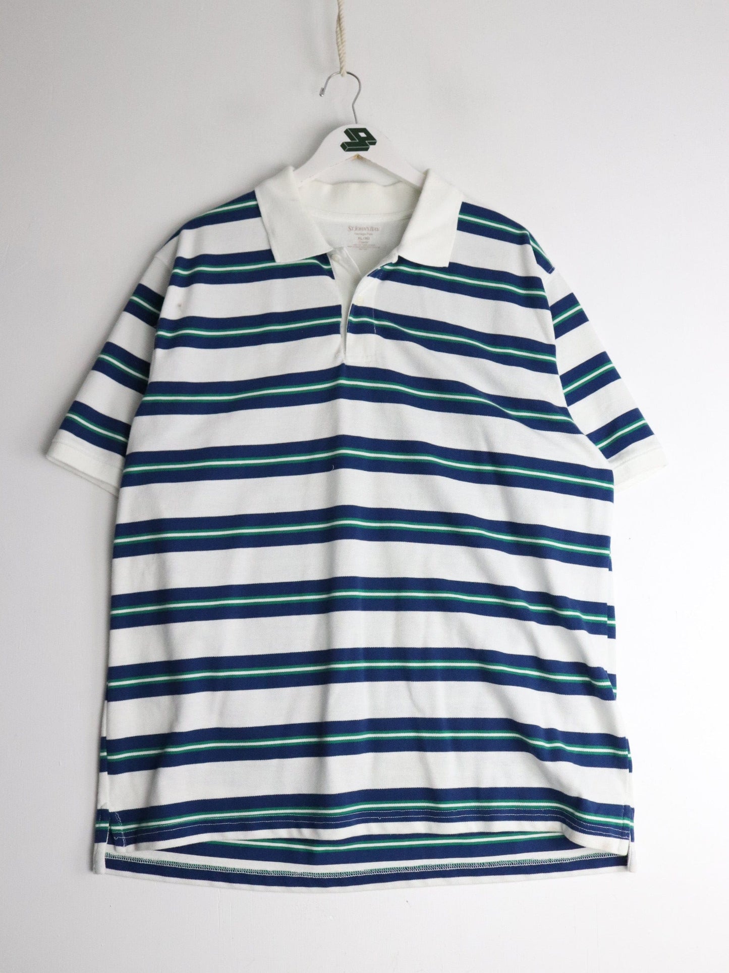 St. John's Bay Polo Shirt Mens XL White Striped from propervintagecanada