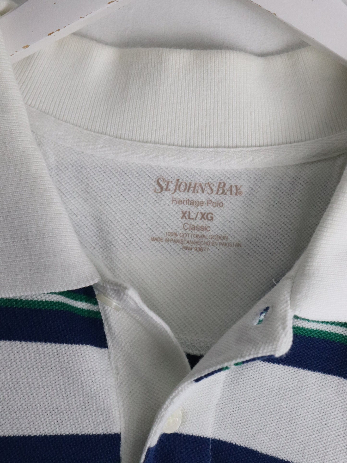 St. John's Bay Polo Shirt Mens XL White Striped from propervintagecanada