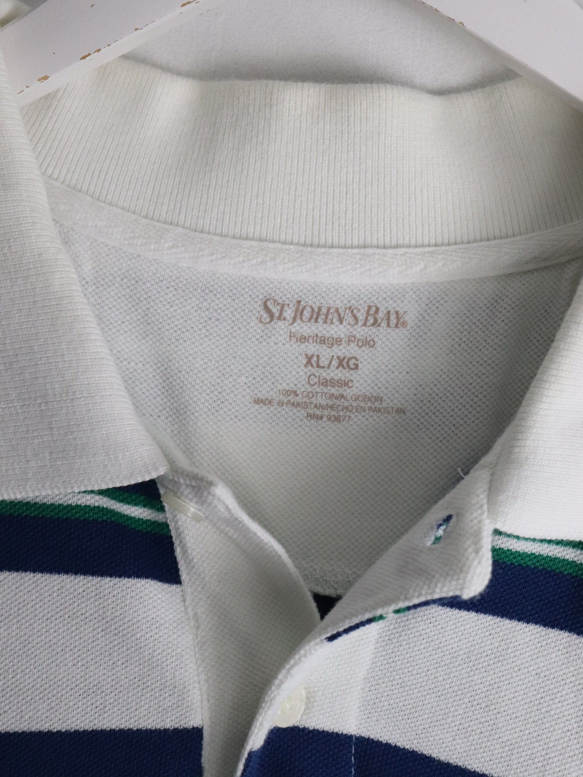 St. John's Bay Polo Shirt Mens XL White Striped from propervintagecanada