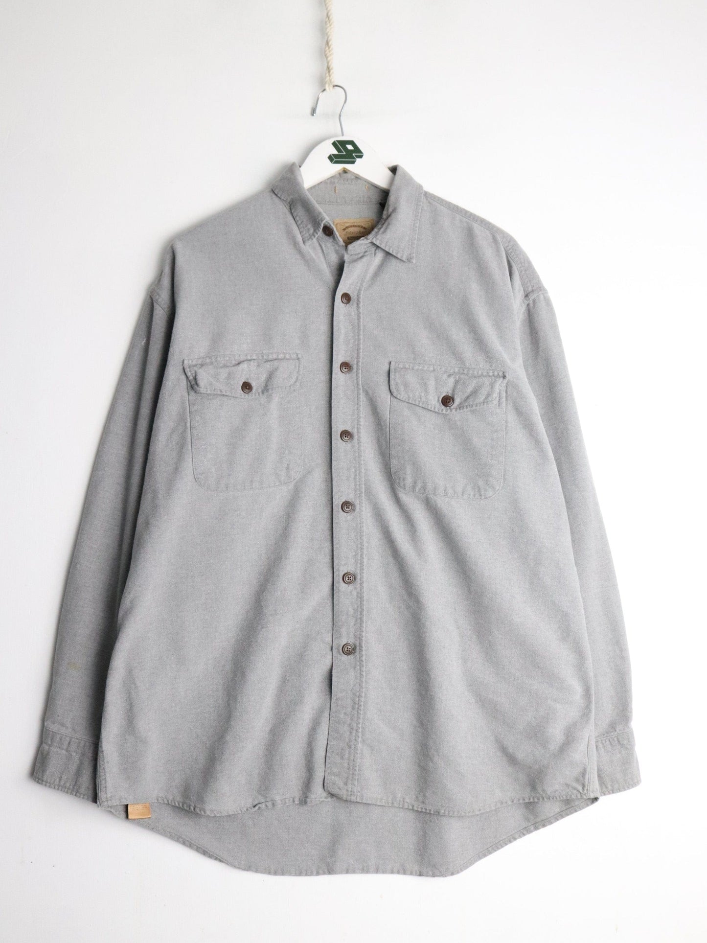 St. John's Bay Shirt Mens Tall Large Grey Button Up from propervintagecanada