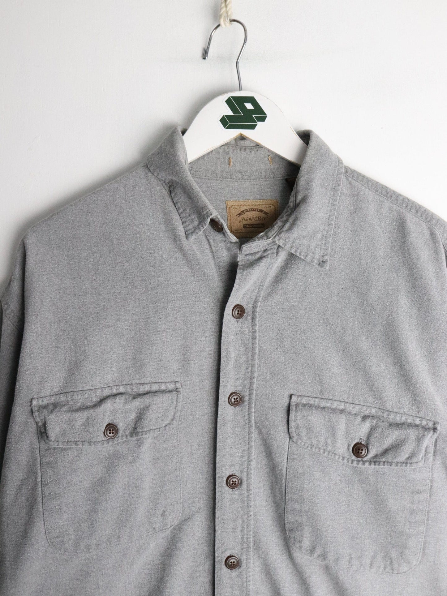 St. John's Bay Shirt Mens Tall Large Grey Button Up from propervintagecanada