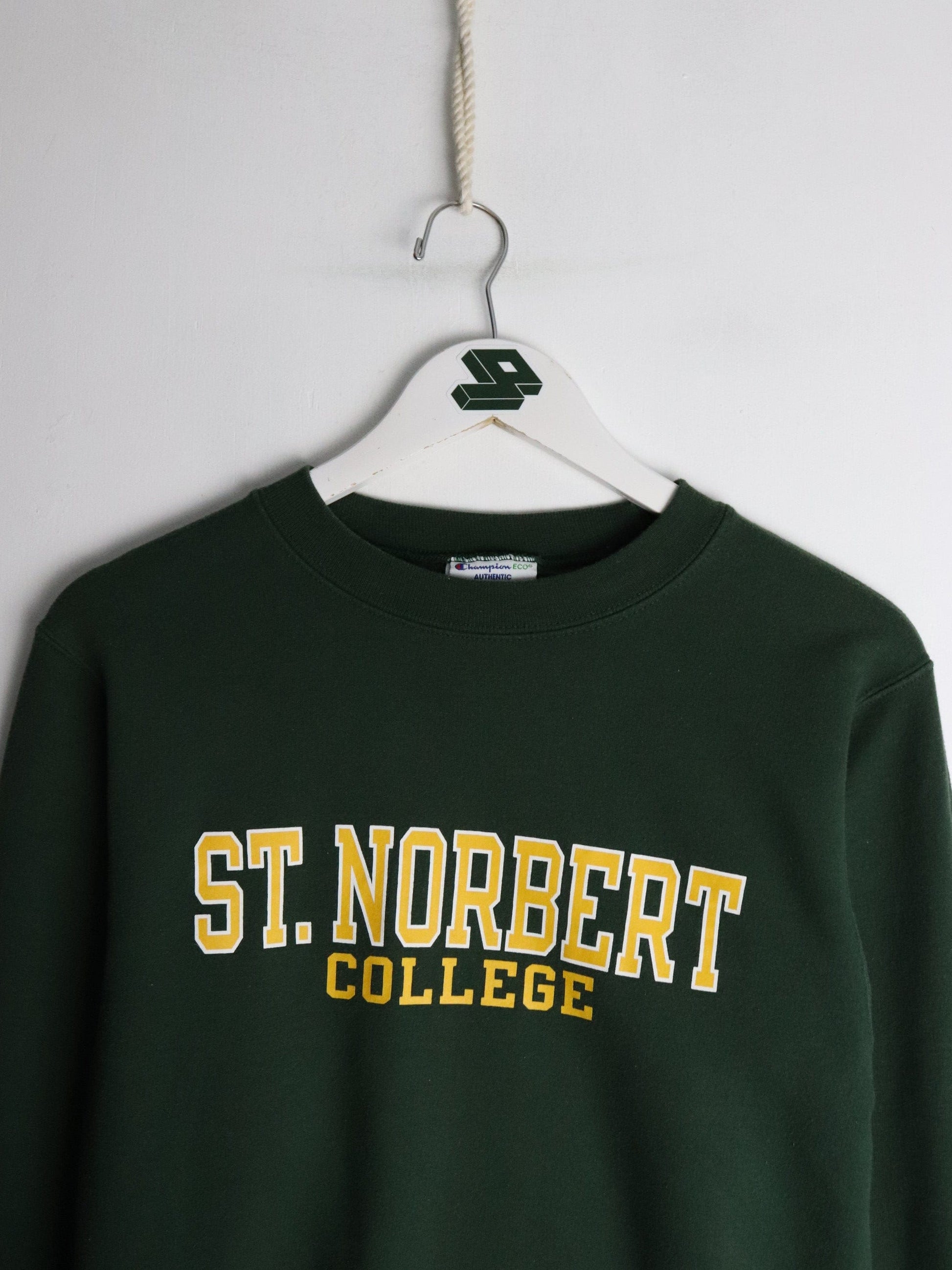 St. Norbert College Sweatshirt Mens XS Green Champion from propervintagecanada