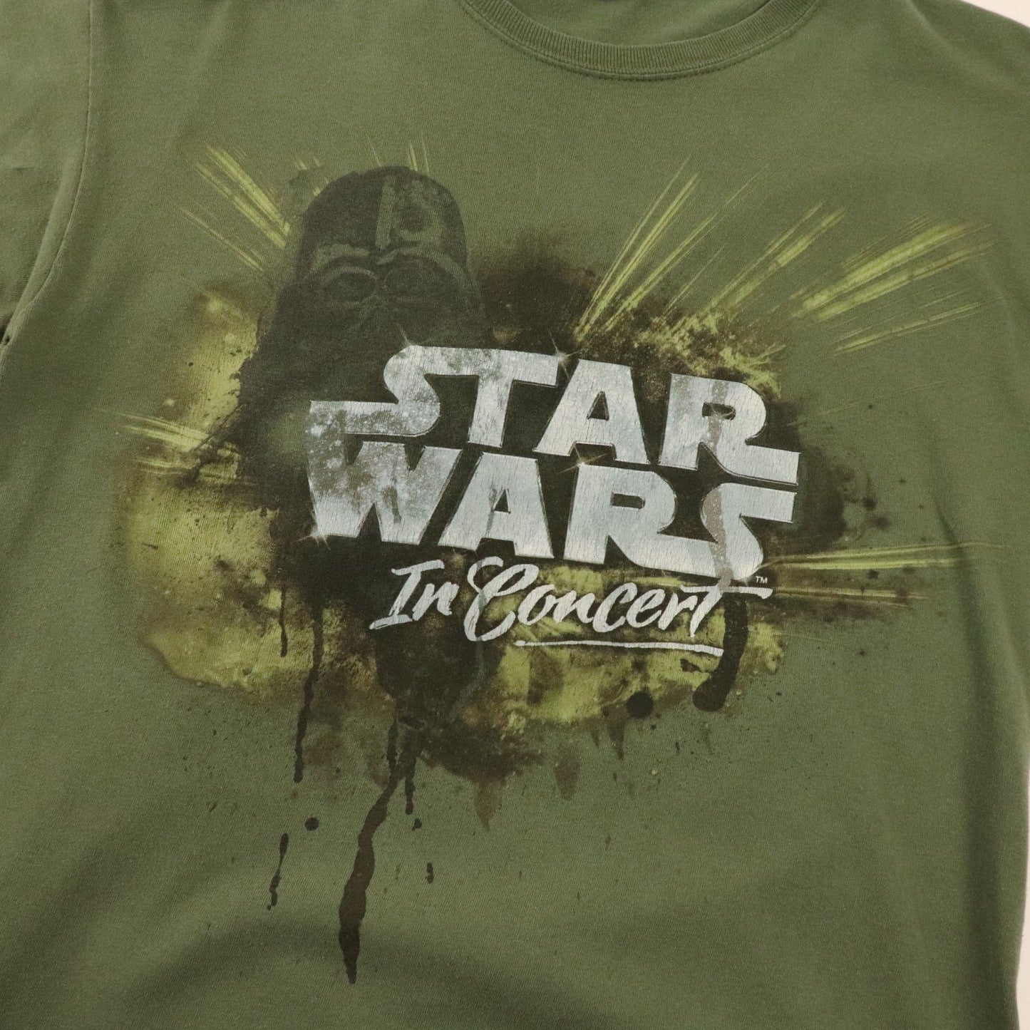 Star Wars In Concert T Shirt Mens Medium Green 2010 Tour TV Show Movie Double Sided