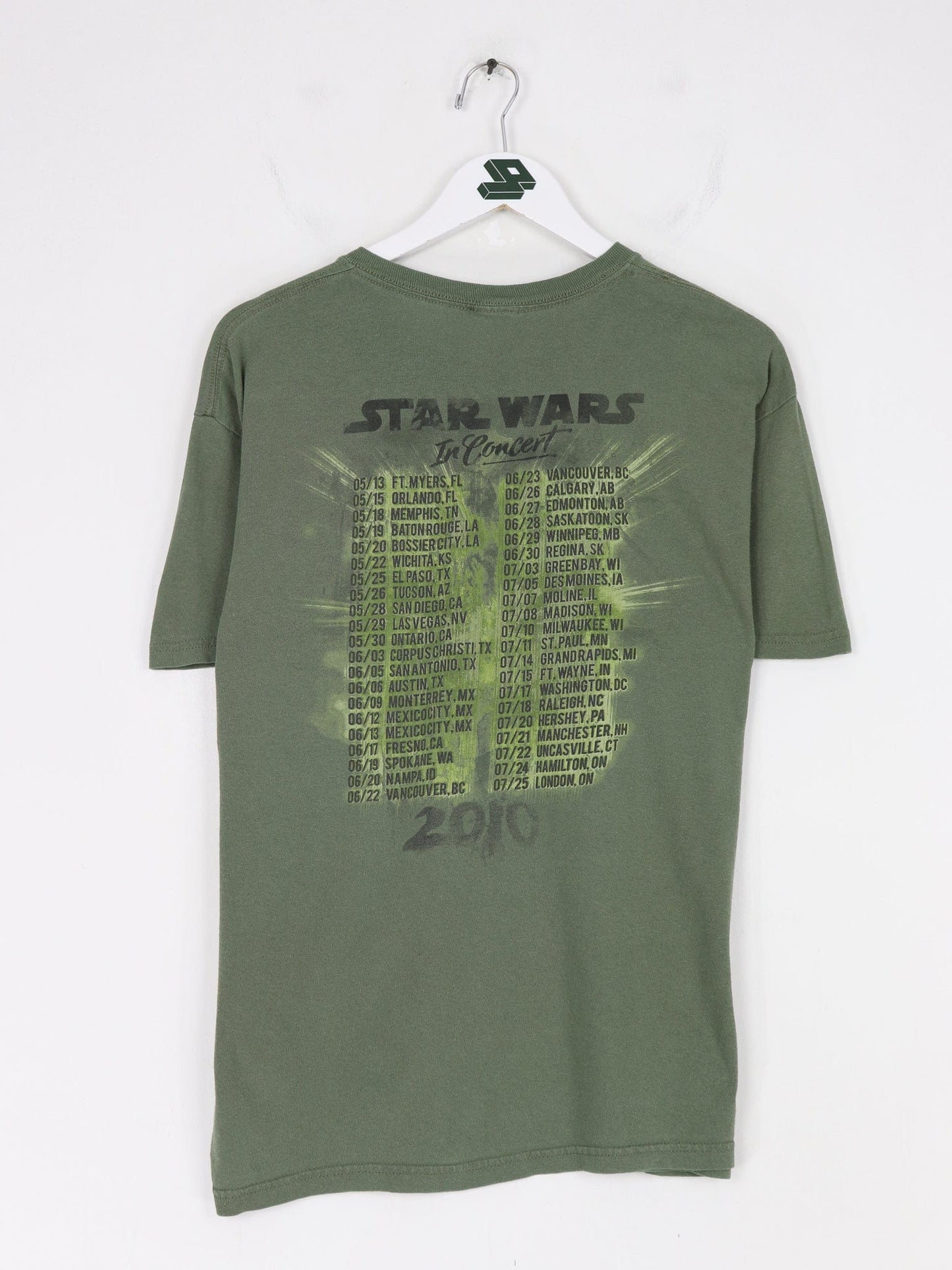 Star Wars In Concert T Shirt Mens Medium Green 2010 Tour TV Show Movie Double Sided