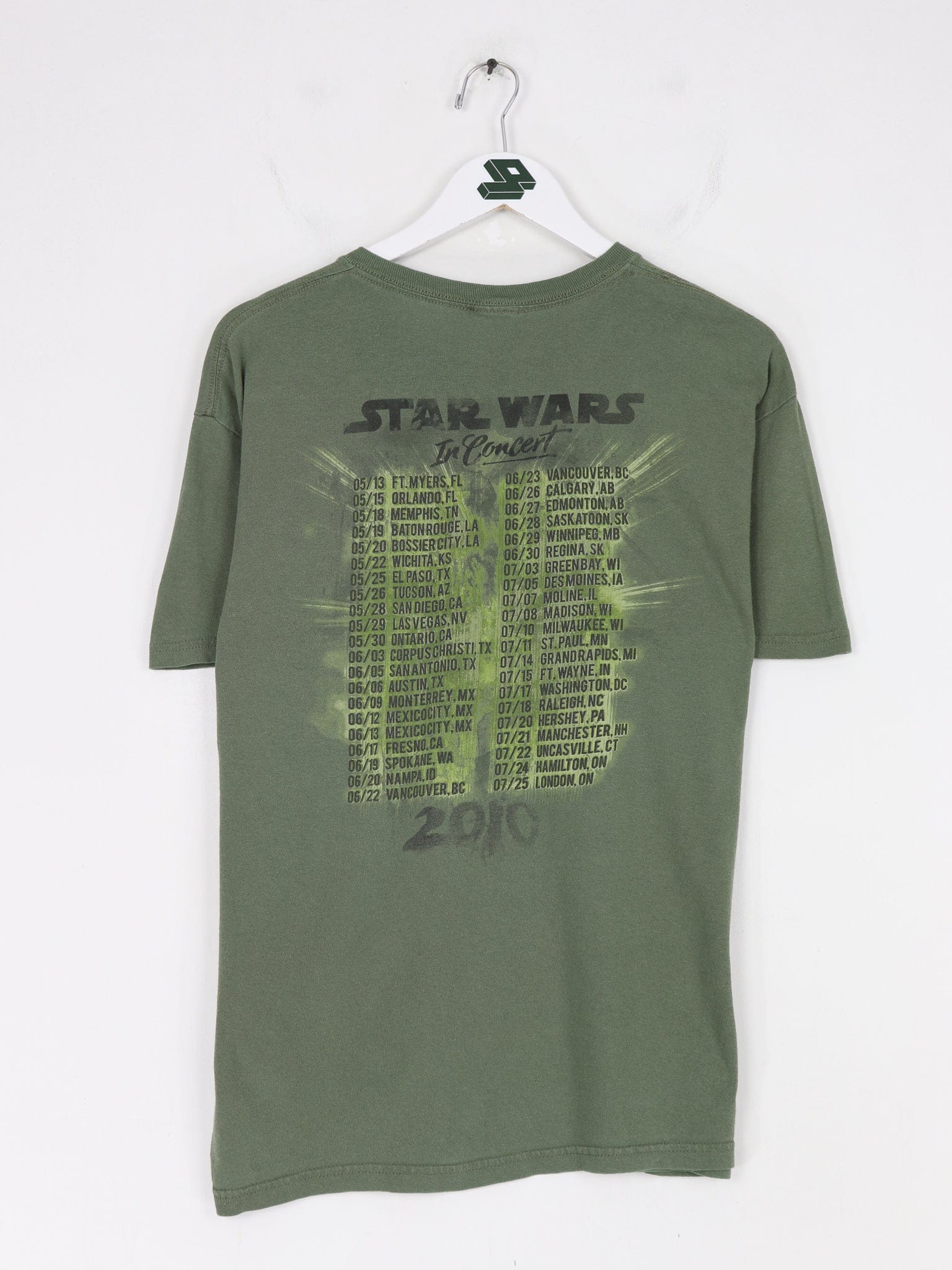 Star Wars In Concert T Shirt Mens Medium Green 2010 Tour TV Show Movie Double Sided